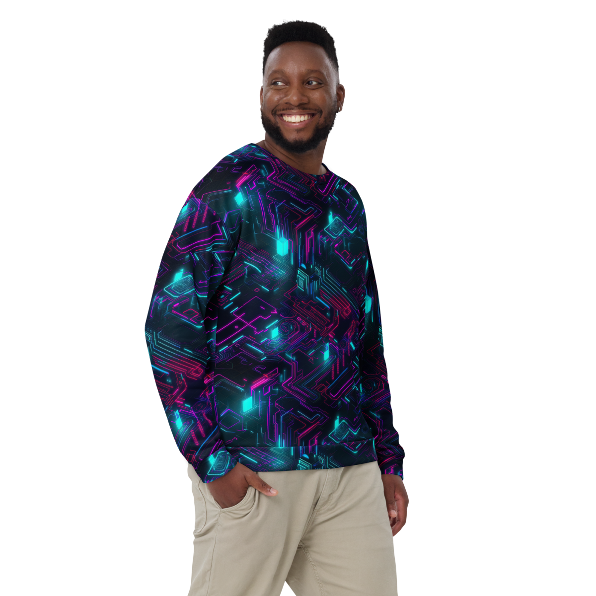 Cyberspace Circuits - Blue - Unisex Sweatshirt - Image 2