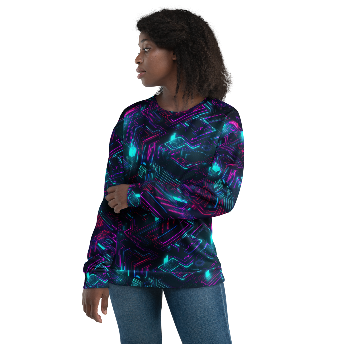 Cyberspace Circuits - Blue - Unisex Sweatshirt - Image 3