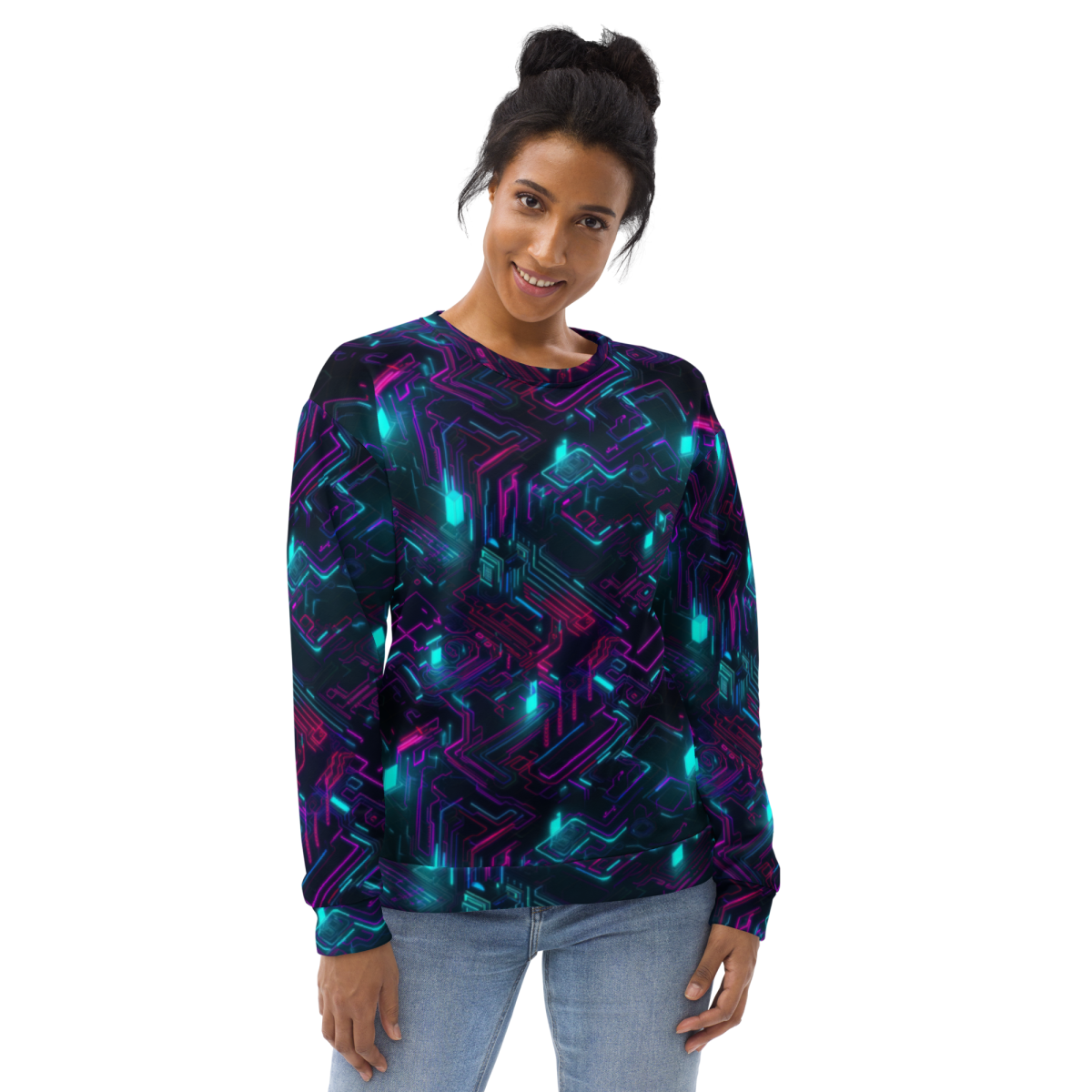 Cyberspace Circuits - Blue - Unisex Sweatshirt - Image 5