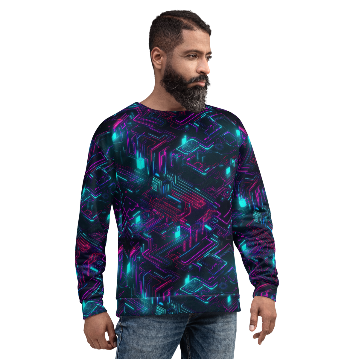 Cyberspace Circuits - Blue - Unisex Sweatshirt - Image 6