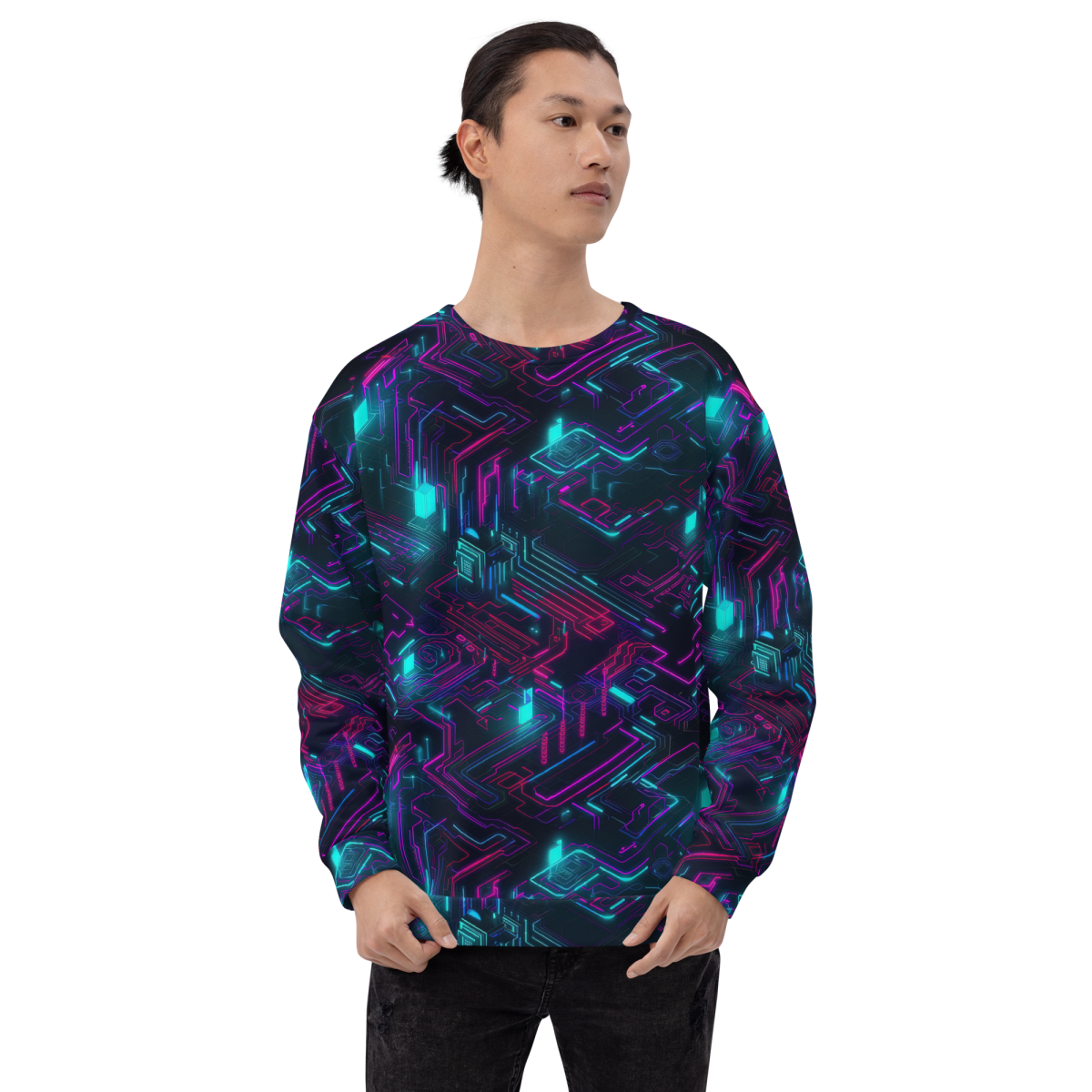 Cyberspace Circuits - Blue - Unisex Sweatshirt - Image 7