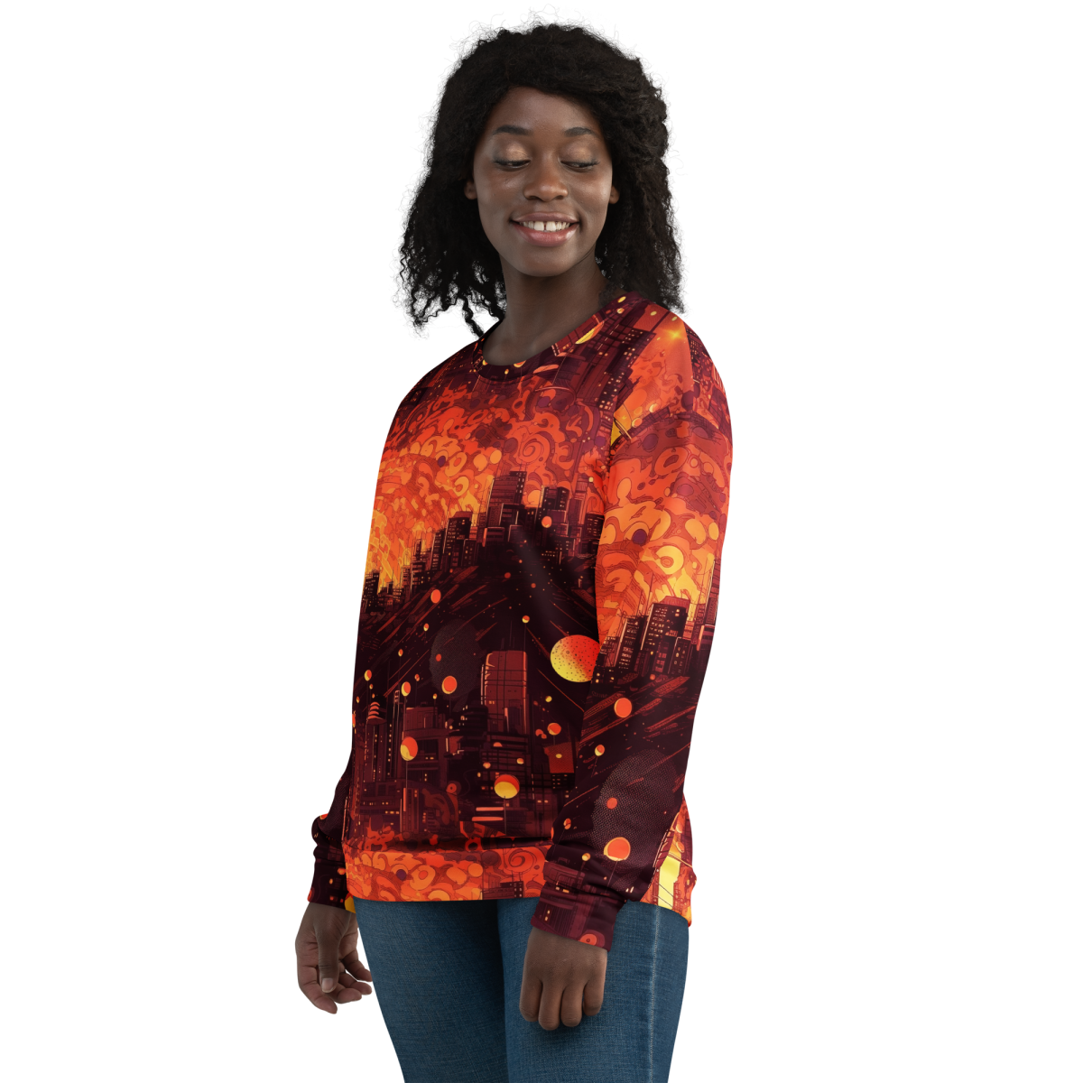 Spiral Flame - Orange/Black - Unisex Sweatshirt - Image 22