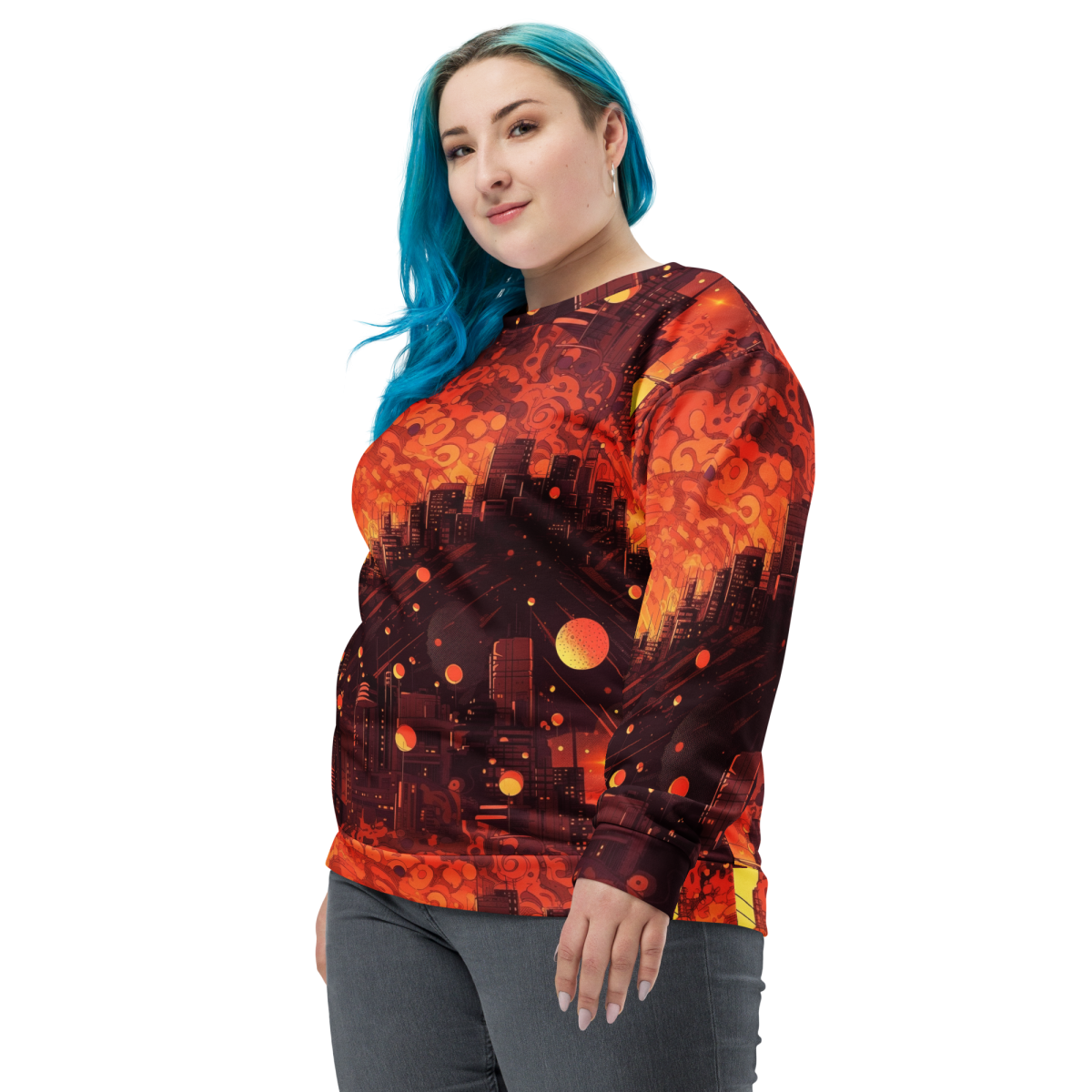 Spiral Flame - Orange/Black - Unisex Sweatshirt - Image 23