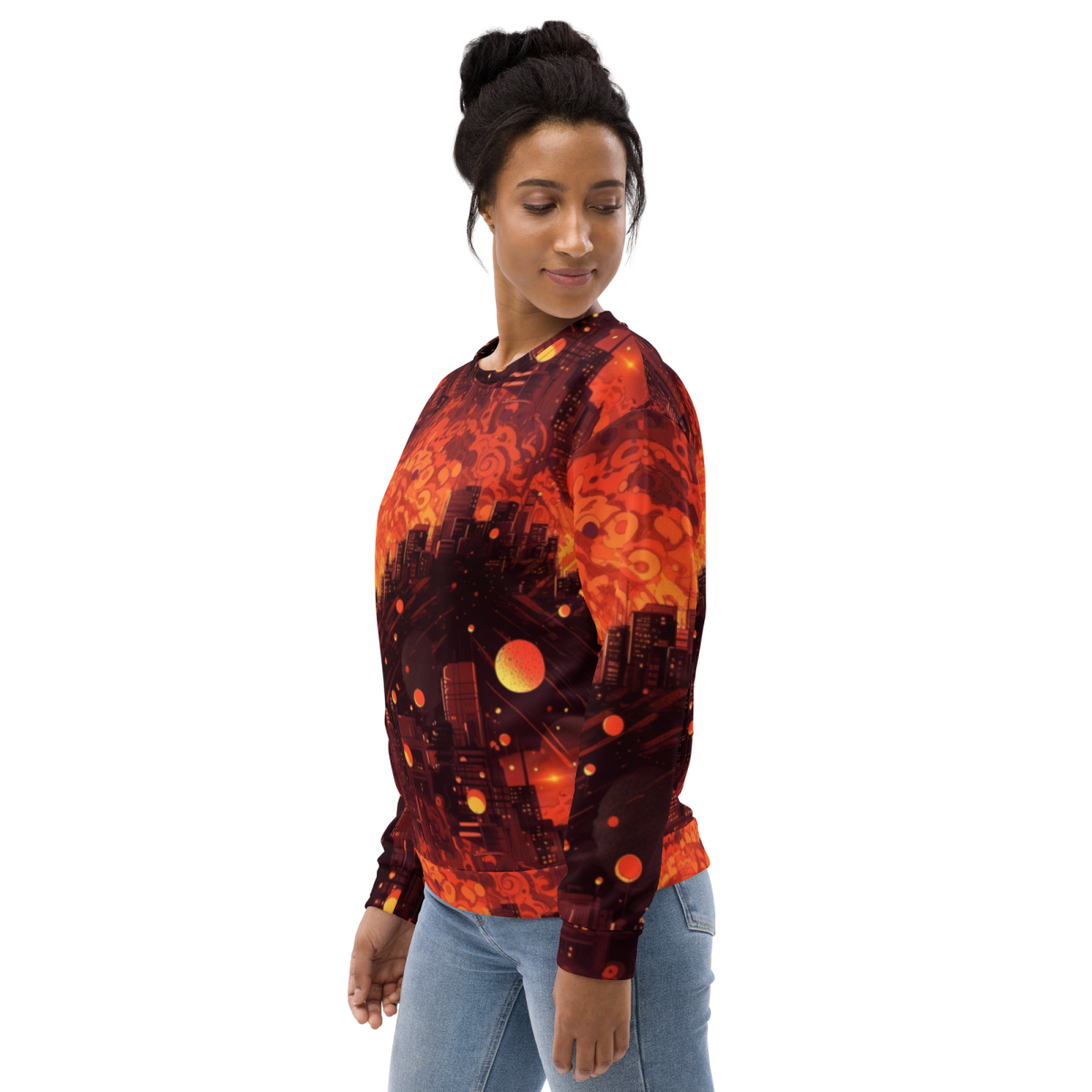 Spiral Flame - Orange/Black - Unisex Sweatshirt - Image 24