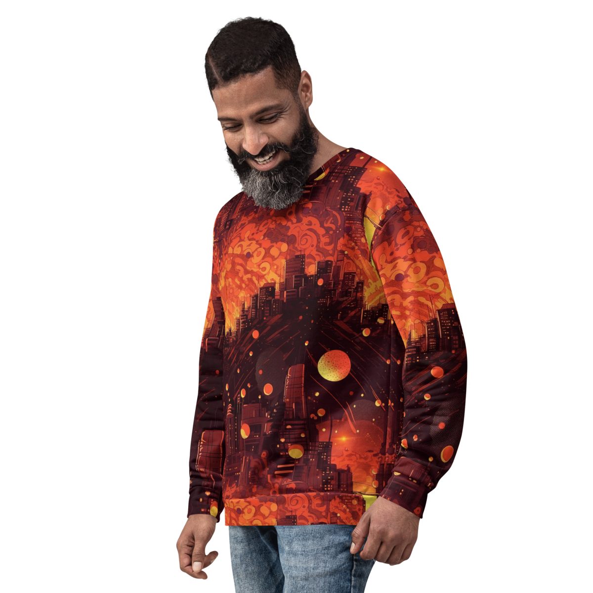 Spiral Flame - Orange/Black - Unisex Sweatshirt - Image 25