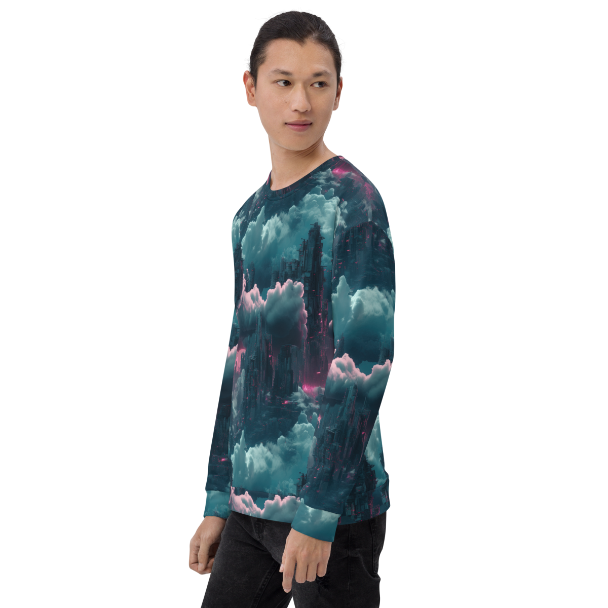 Cloudy Skyscraper - Blue/Magenta - Unisex Sweatshirt - Image 23