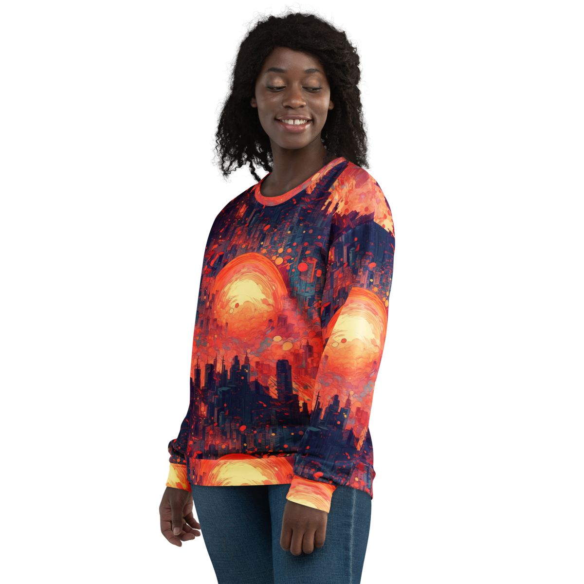 Fiery Dawn - Red/Black- Unisex Sweatshirt - Image 19