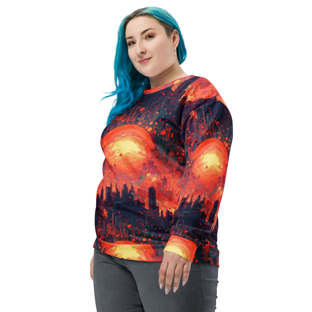 Fiery Dawn - Red/Black- Unisex Sweatshirt - Image 20