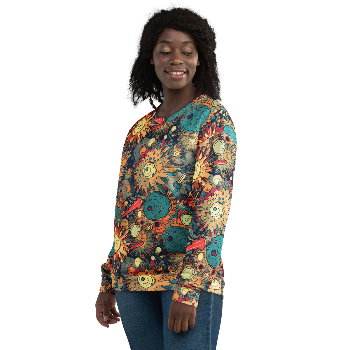 Flaming Fission - Blue/Yellow - Unisex Sweatshirt - Image 19