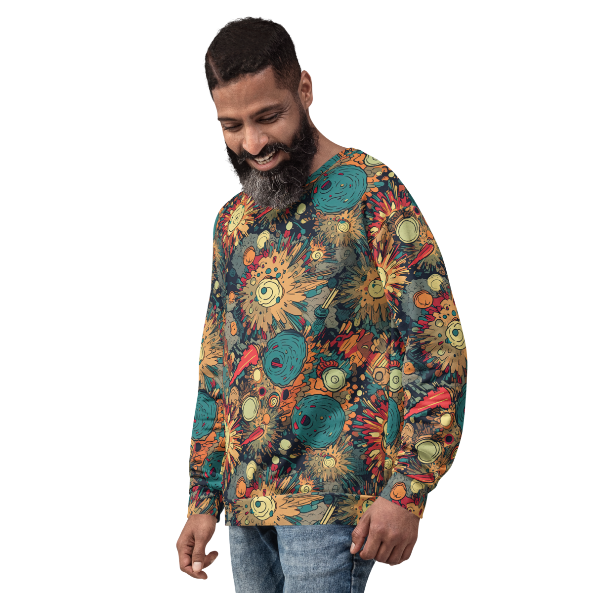 Flaming Fission - Blue/Yellow - Unisex Sweatshirt - Image 22