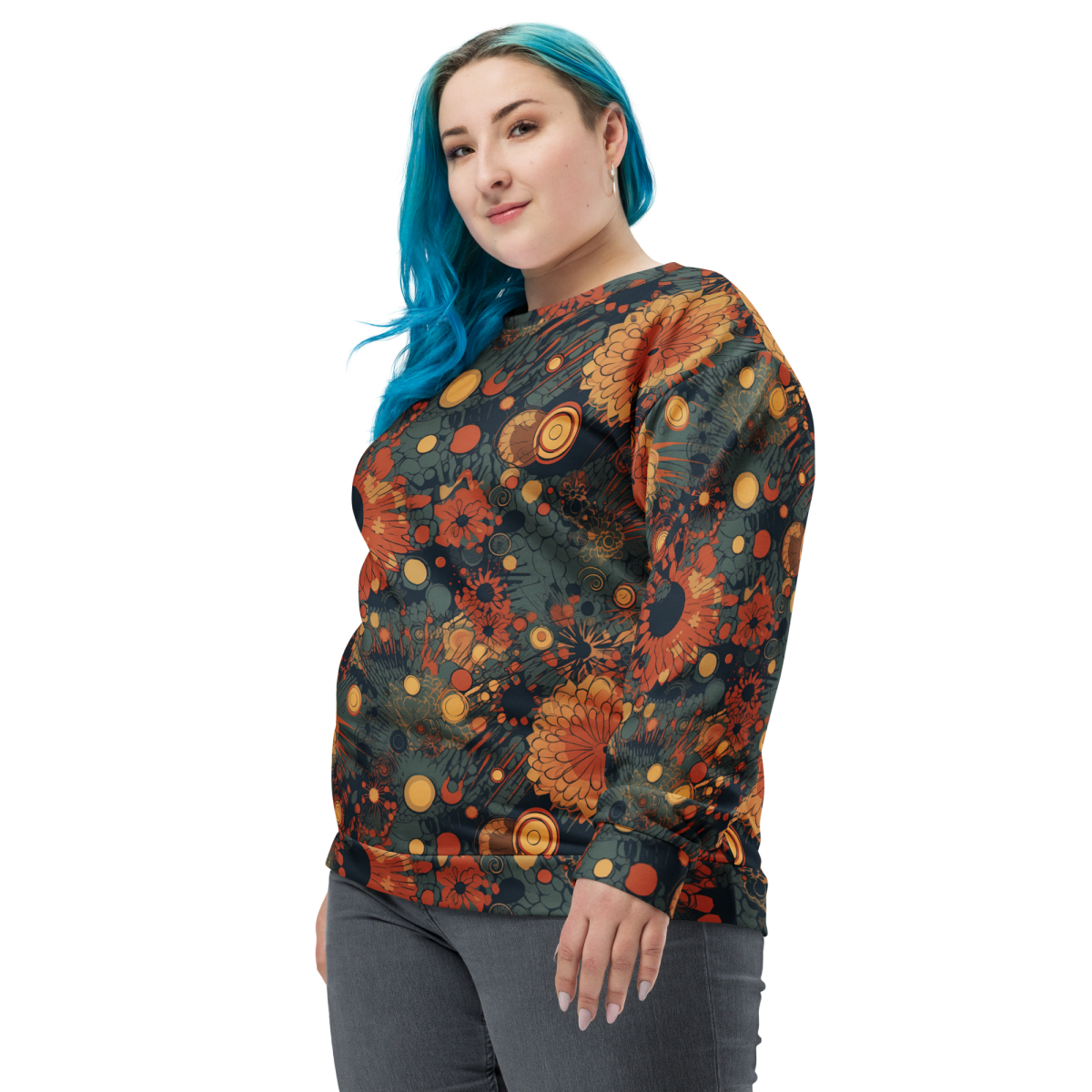 Trampled Flowers - Green/Blue - Unisex Sweatshirt - Image 20