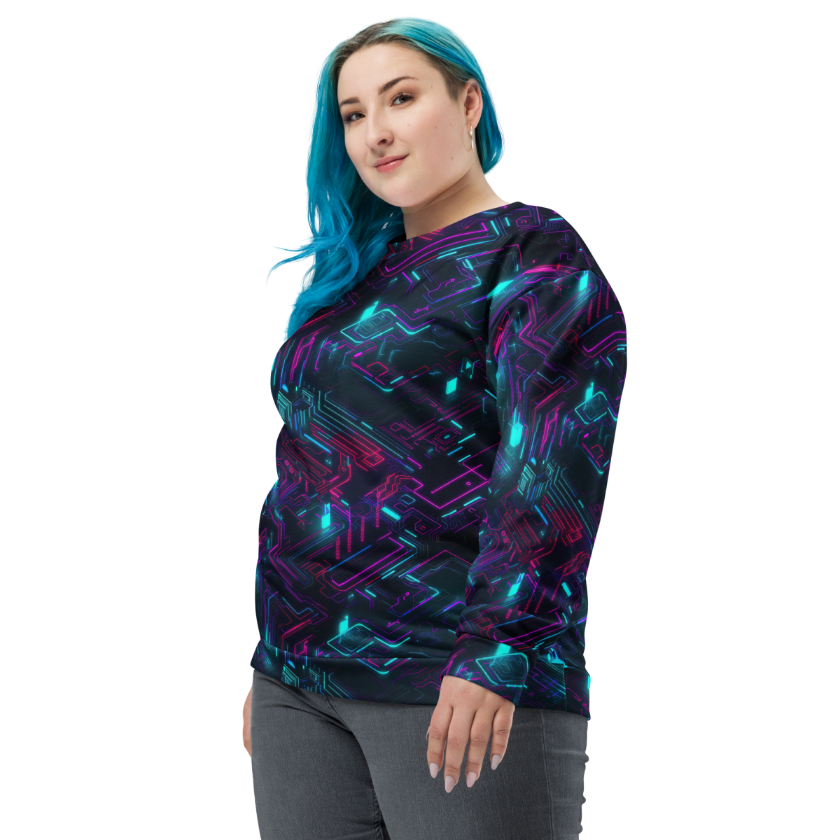 Cyberspace Circuits - Blue - Unisex Sweatshirt - Image 20