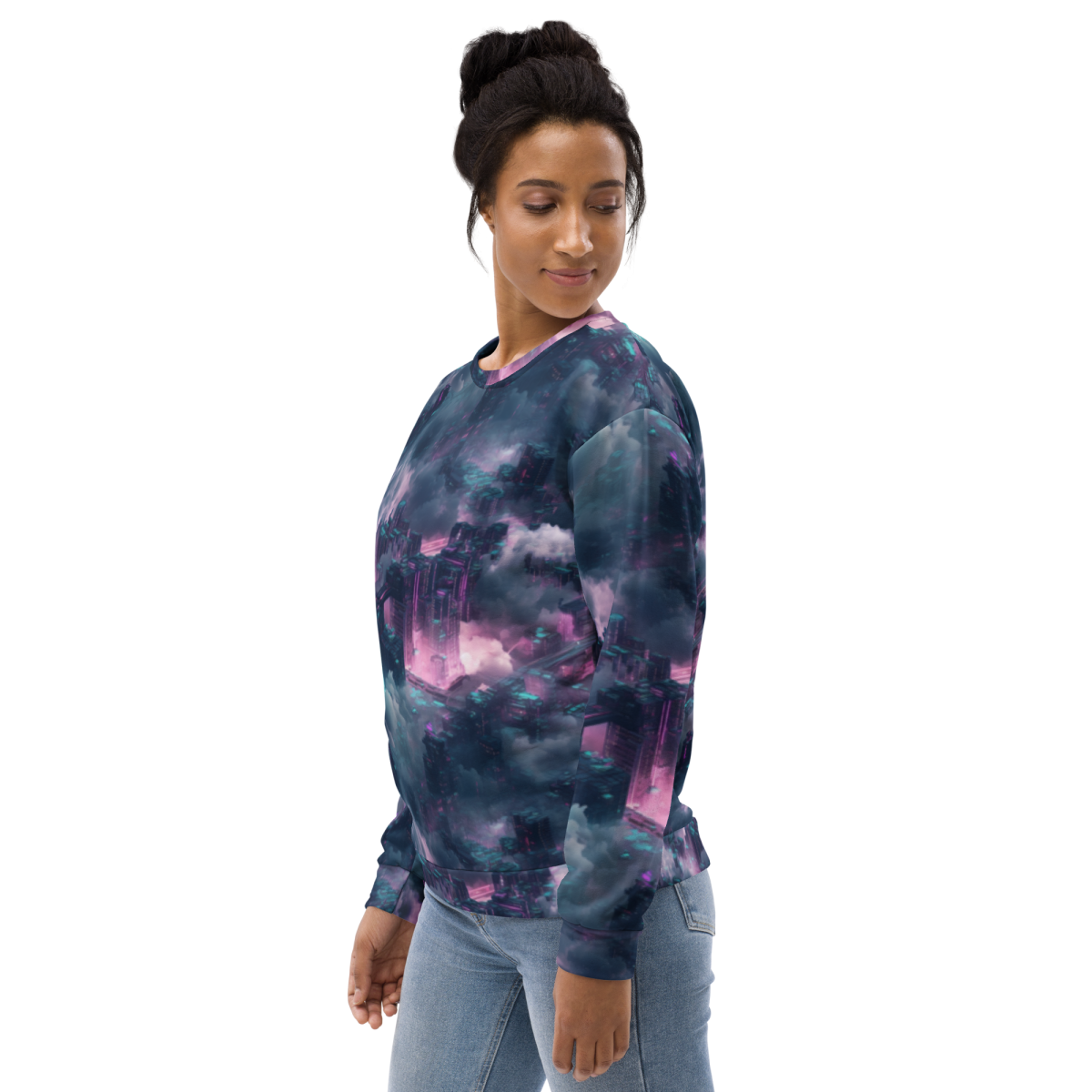 Cloudy City - Blue/Magenta - Unisex Sweatshirt - Image 21