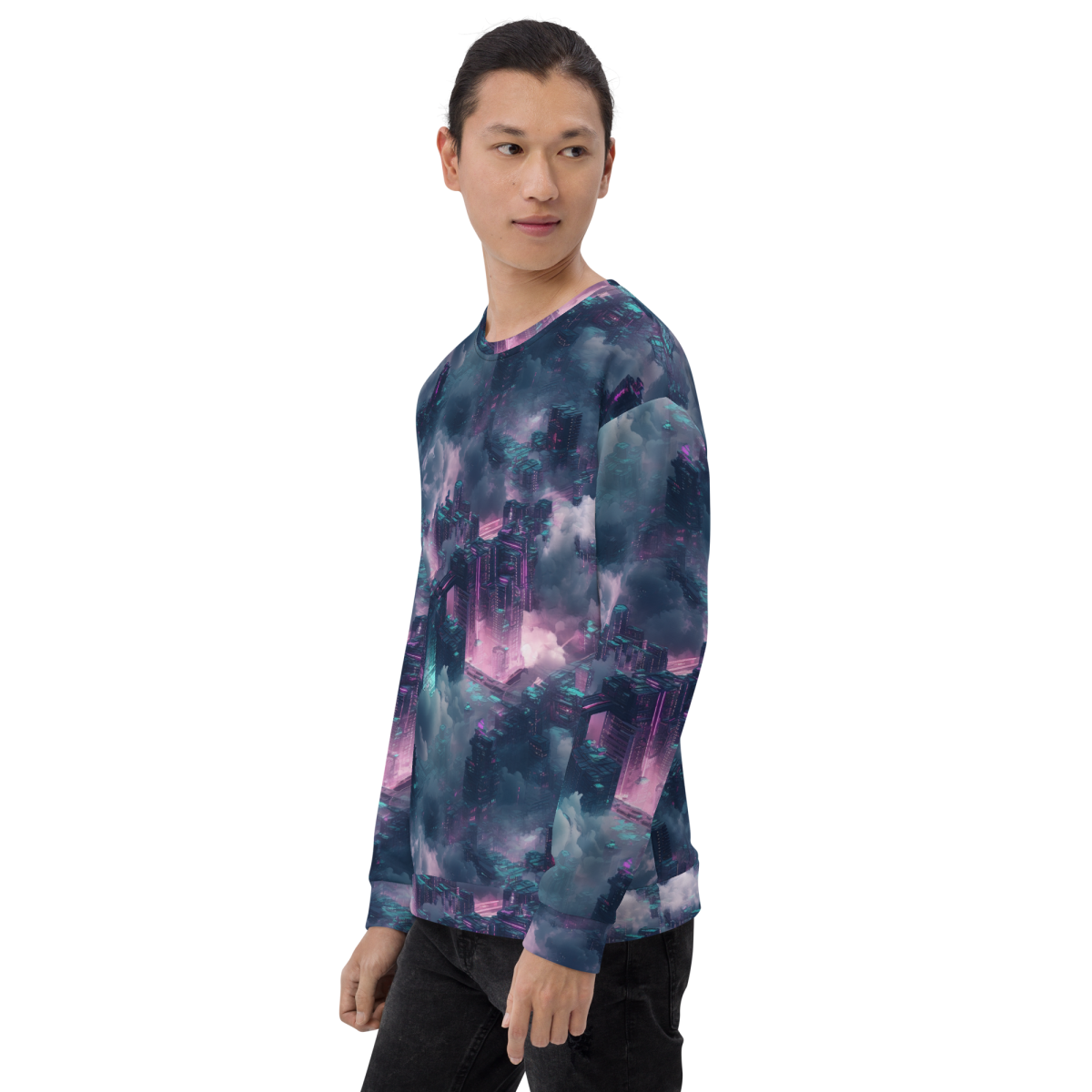 Cloudy City - Blue/Magenta - Unisex Sweatshirt - Image 23