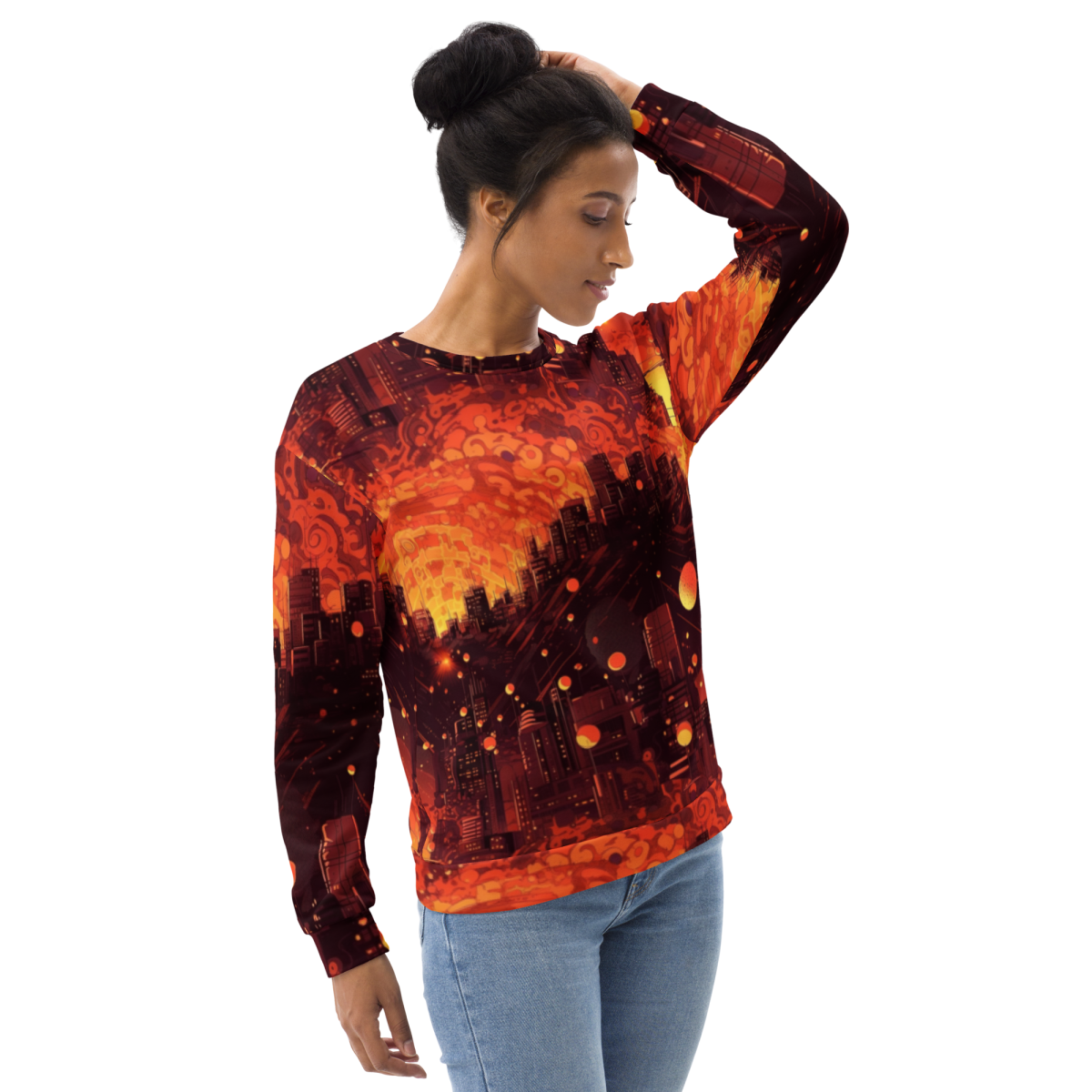 Spiral Flame - Orange/Black - Unisex Sweatshirt - Image 17