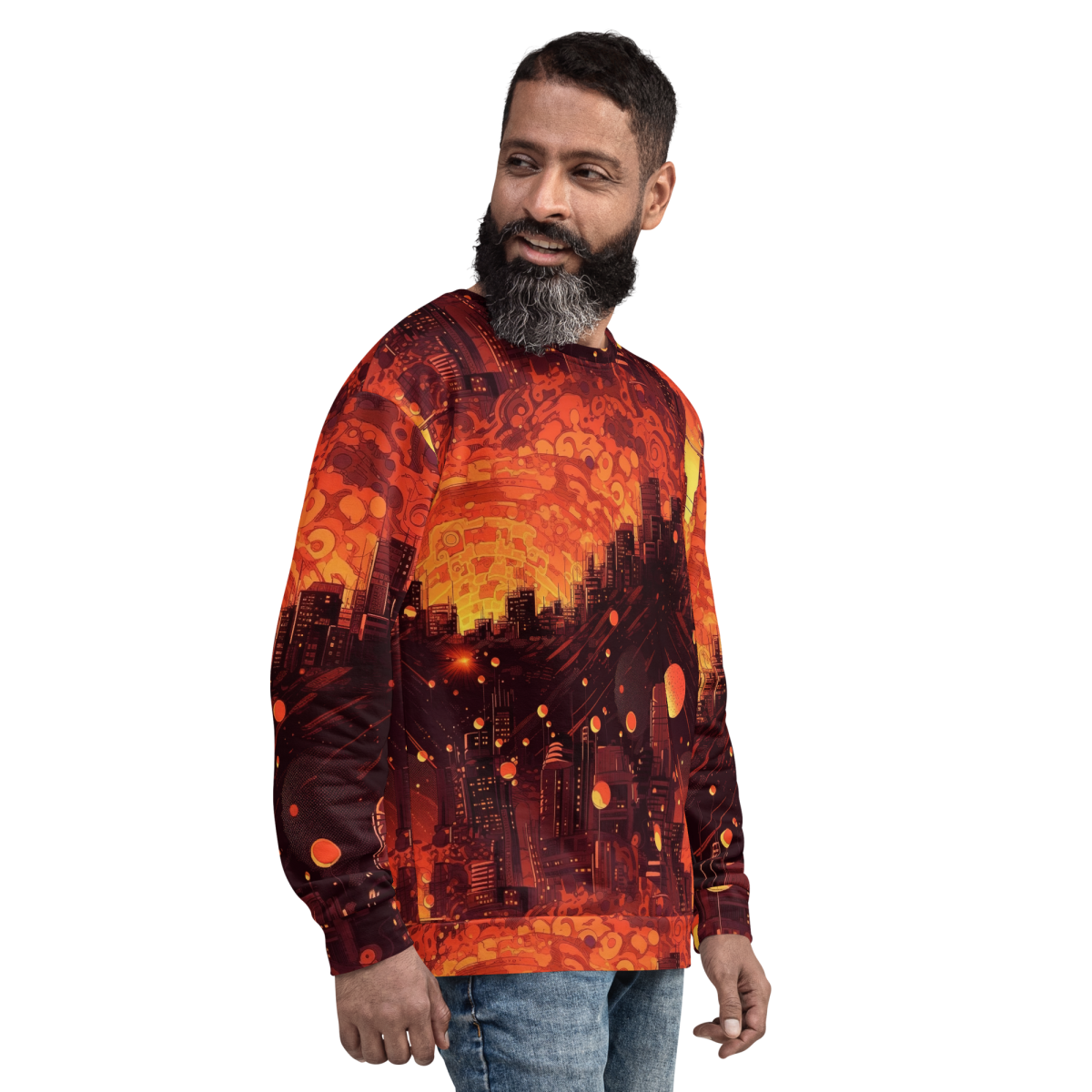 Spiral Flame - Orange/Black - Unisex Sweatshirt - Image 18