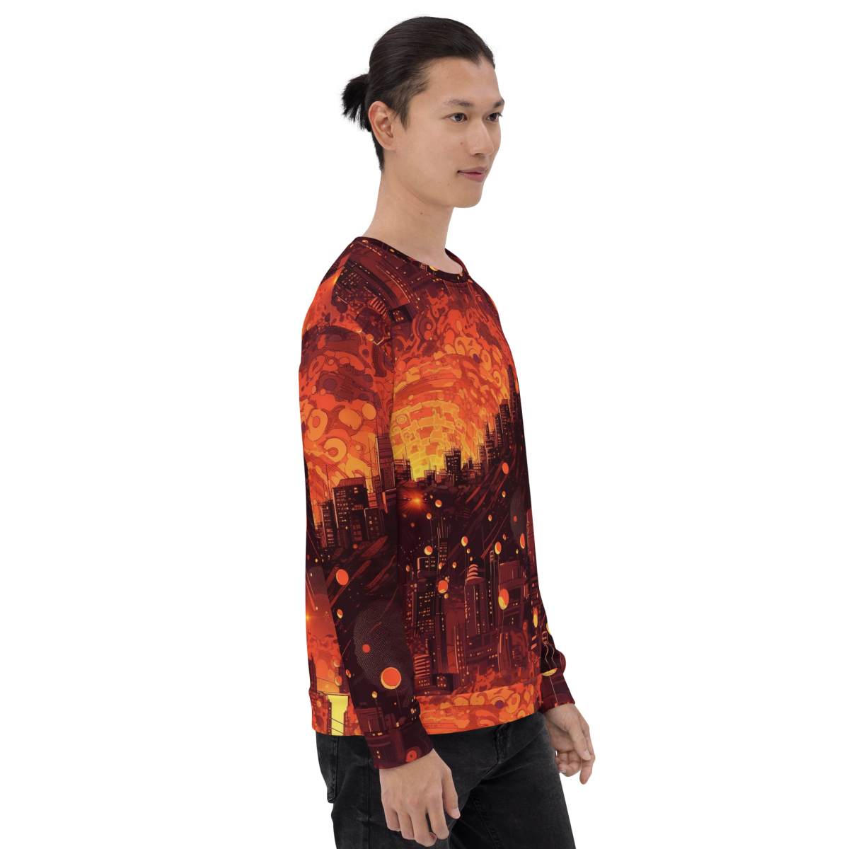 Spiral Flame - Orange/Black - Unisex Sweatshirt - Image 19