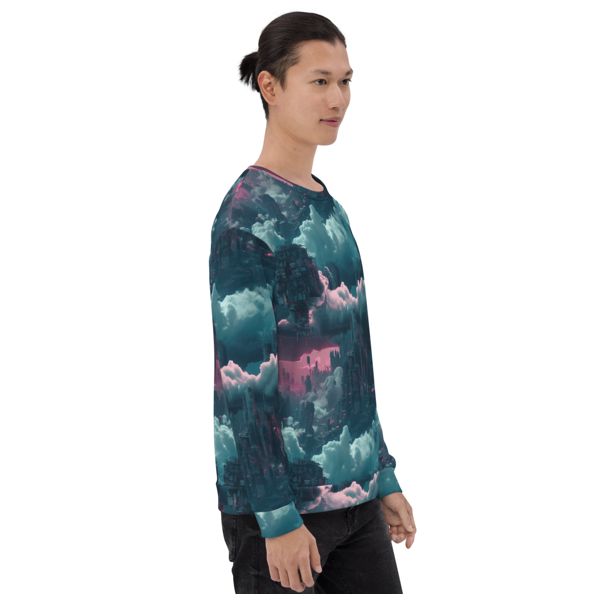 Cloudy Skyscraper - Blue/Magenta - Unisex Sweatshirt - Image 17