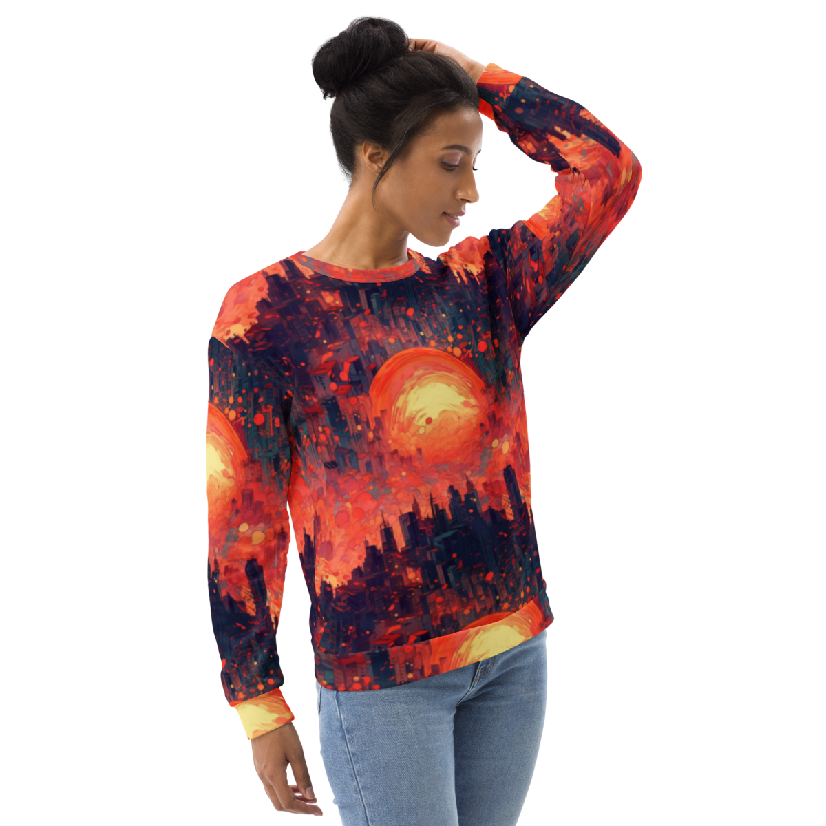 Fiery Dawn - Red/Black- Unisex Sweatshirt - Image 15