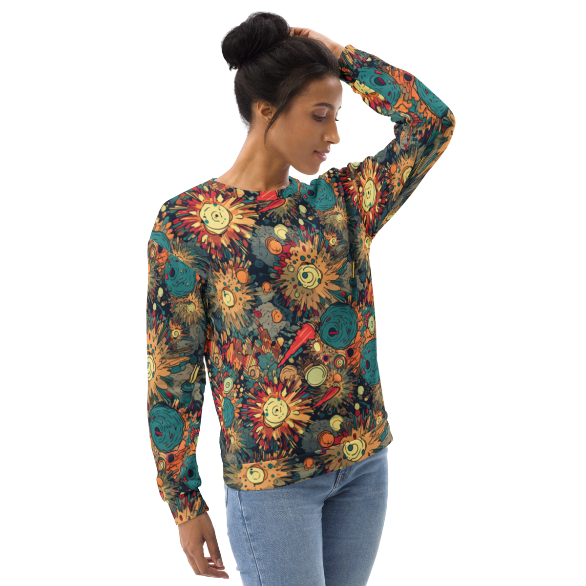 Flaming Fission - Blue/Yellow - Unisex Sweatshirt - Image 15