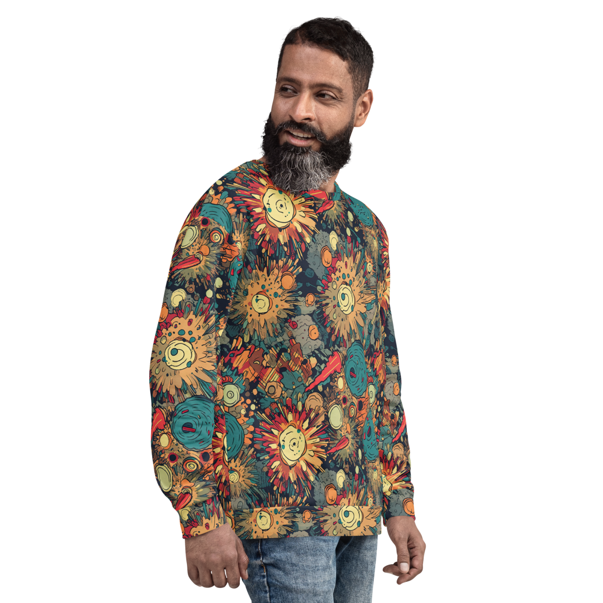 Flaming Fission - Blue/Yellow - Unisex Sweatshirt - Image 16