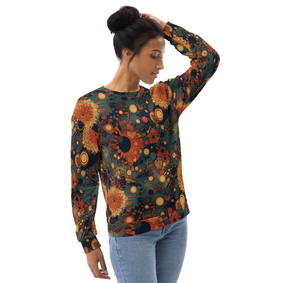 Trampled Flowers - Green/Blue - Unisex Sweatshirt - Image 15