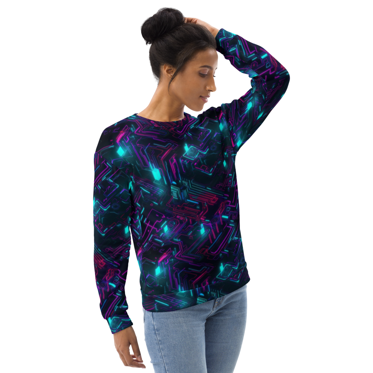 Cyberspace Circuits - Blue - Unisex Sweatshirt - Image 15