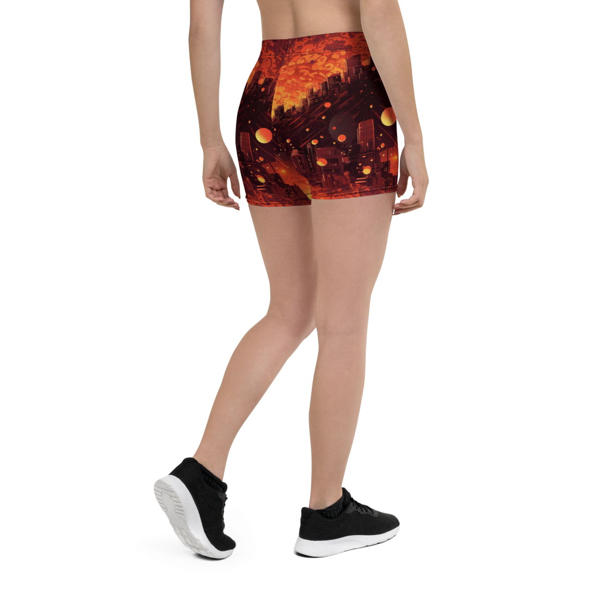 Spiral Flame - Orange/Black - Women's Shorts - Image 6