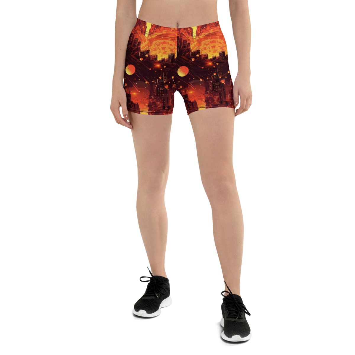 Spiral Flame - Orange/Black - Women's Shorts - Image 7