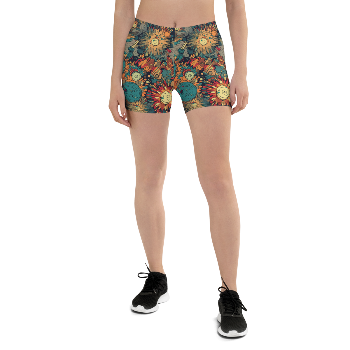 Flaming Fission - Blue/Yellow - Women's Shorts - Image 7