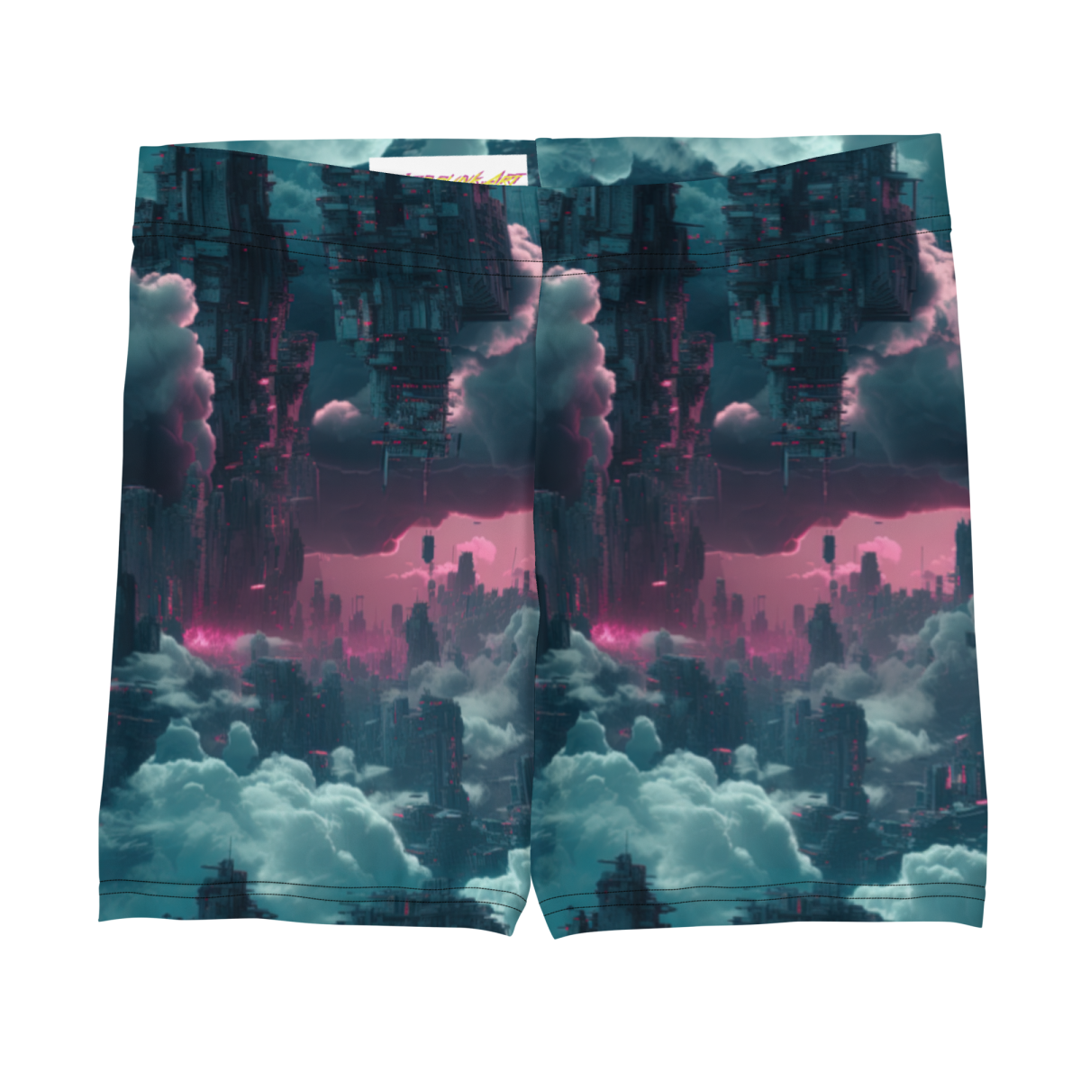 Cloudy Skyscraper - Blue/Magenta - Women's Shorts