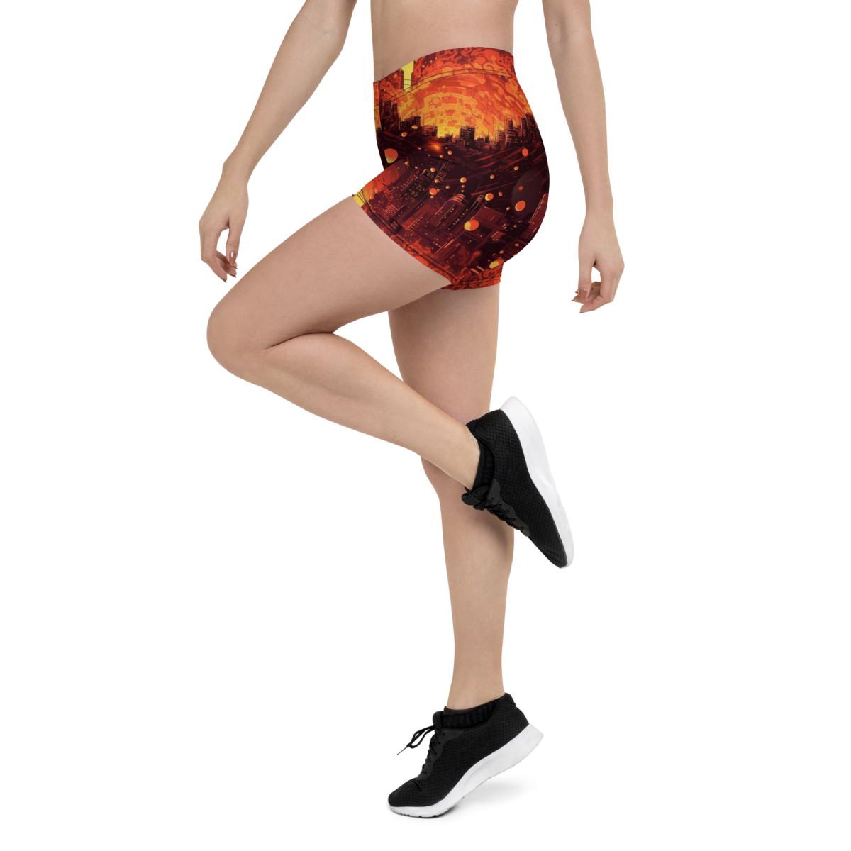 Spiral Flame - Orange/Black - Women's Shorts - Image 4