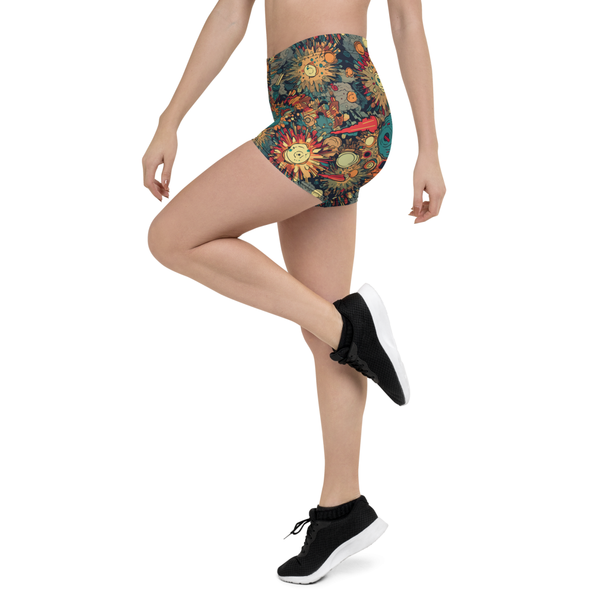 Flaming Fission - Blue/Yellow - Women's Shorts - Image 4