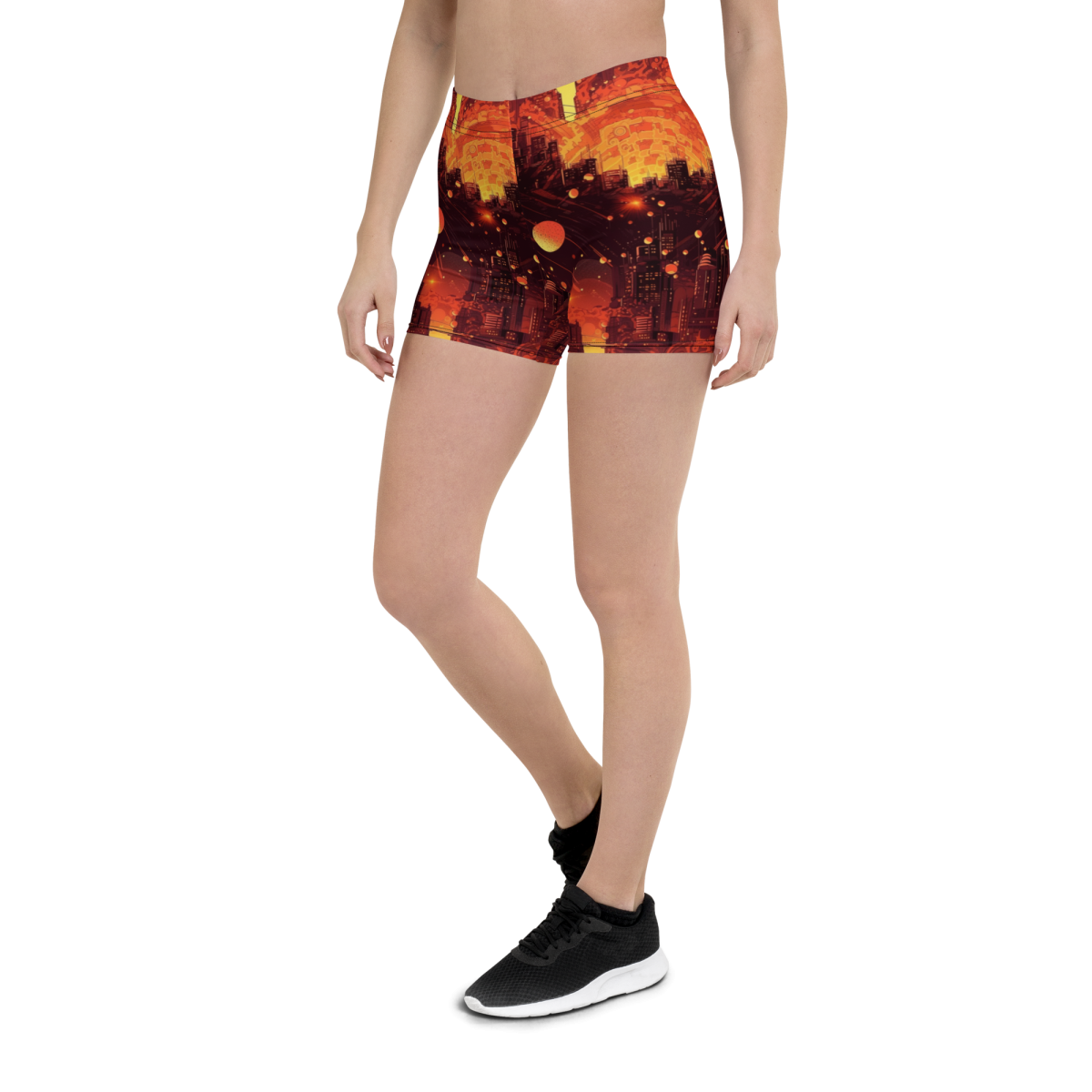 Spiral Flame - Orange/Black - Women's Shorts - Image 3