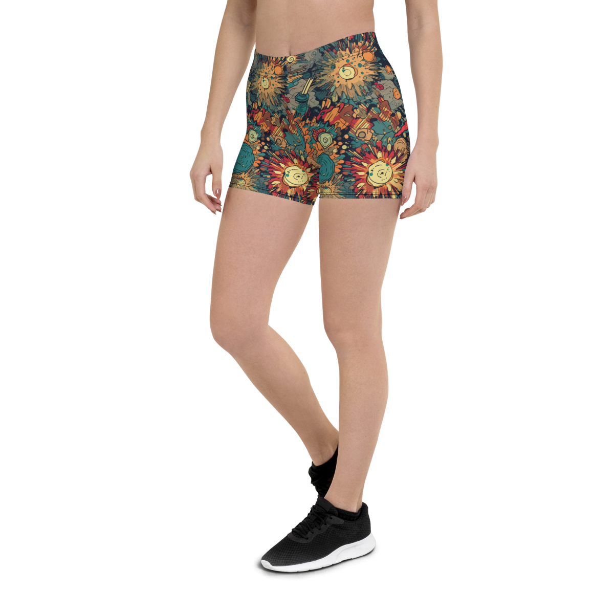 Flaming Fission - Blue/Yellow - Women's Shorts - Image 3