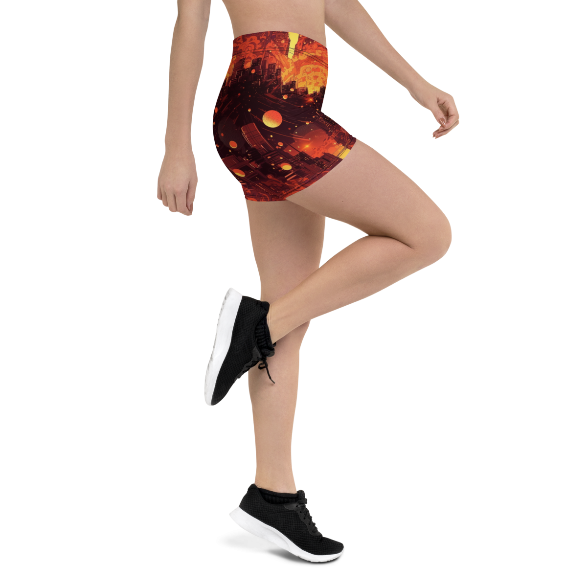 Spiral Flame - Orange/Black - Women's Shorts - Image 5