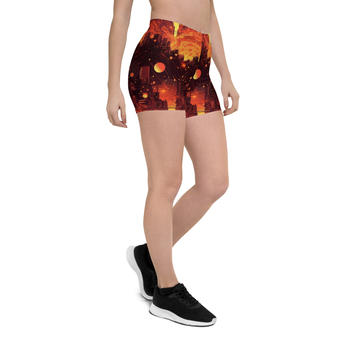 Spiral Flame - Orange/Black - Women's Shorts - Image 2
