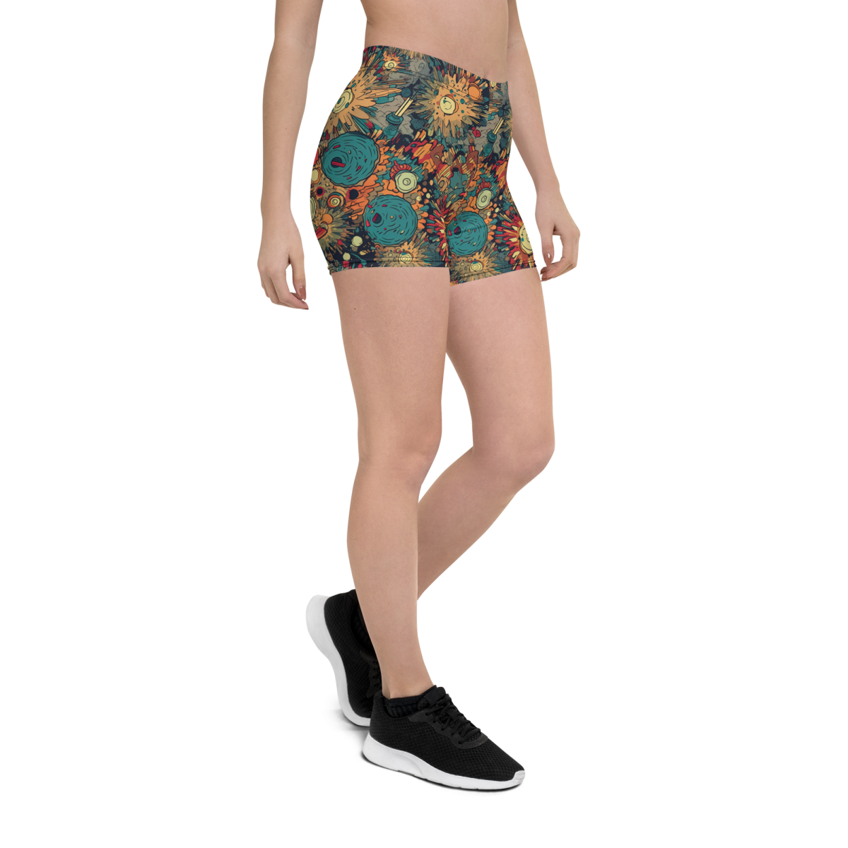 Flaming Fission - Blue/Yellow - Women's Shorts - Image 2