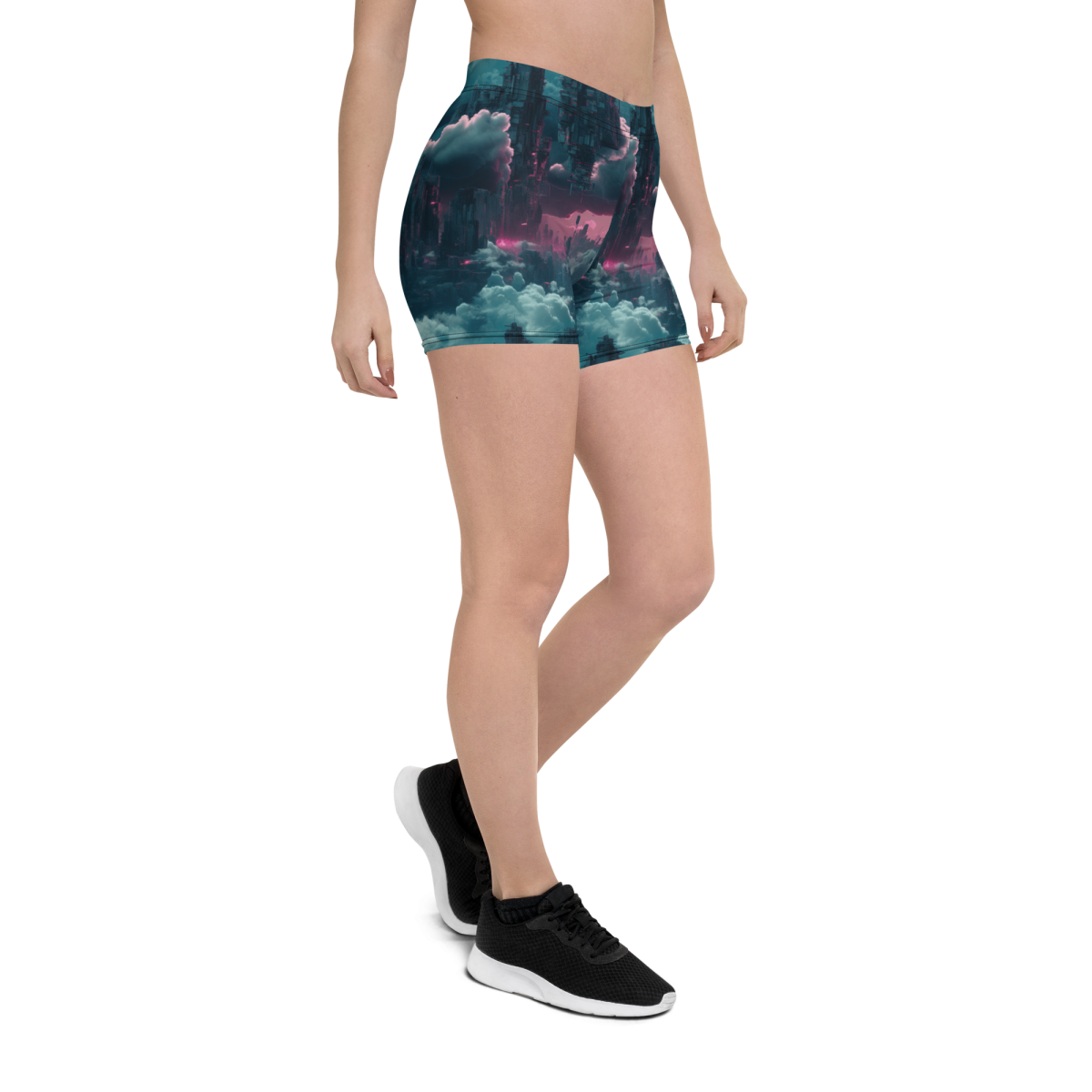 Cloudy Skyscraper - Blue/Magenta - Women's Shorts - Image 2