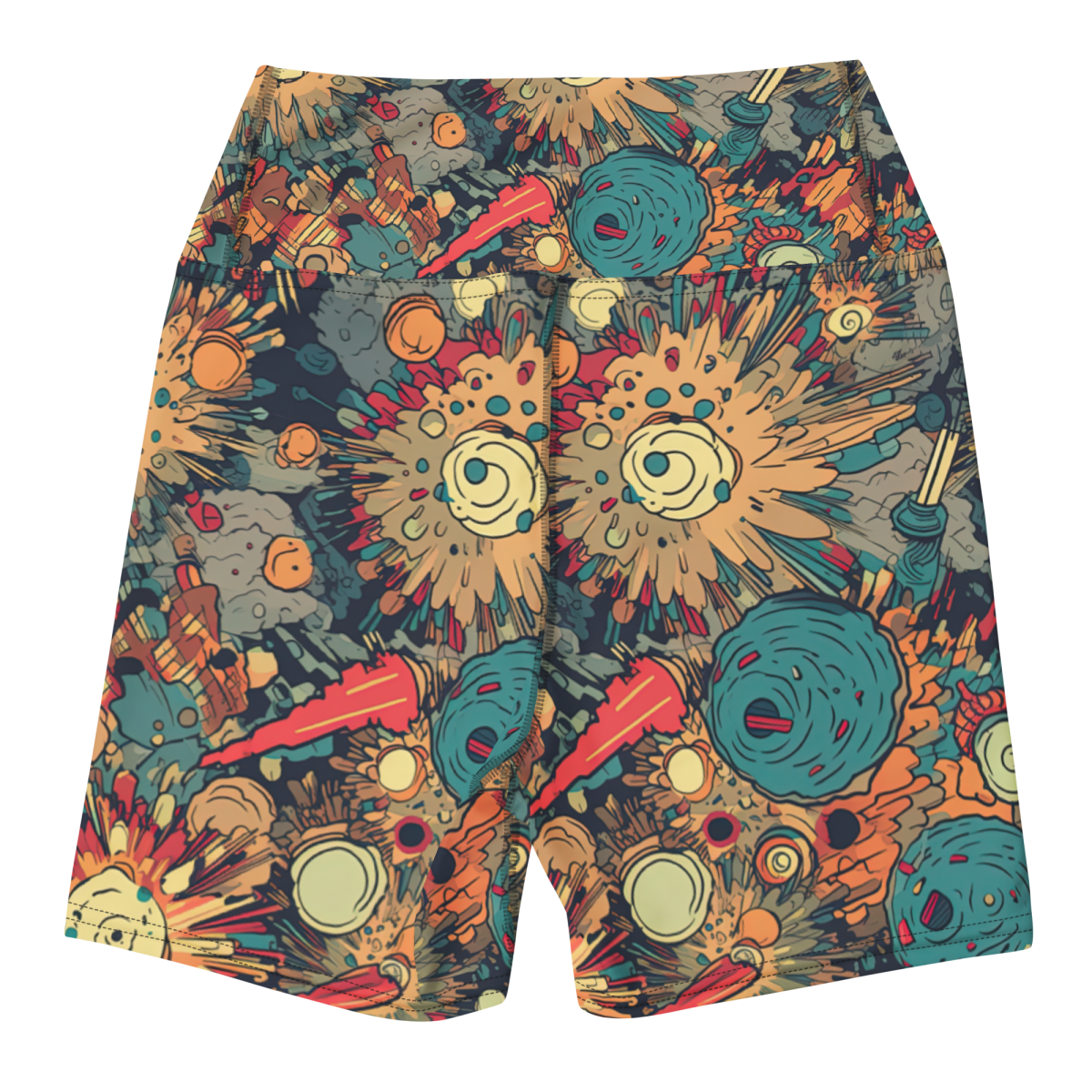 Flaming Fission - Blue/Yellow - Yoga Shorts - Image 16