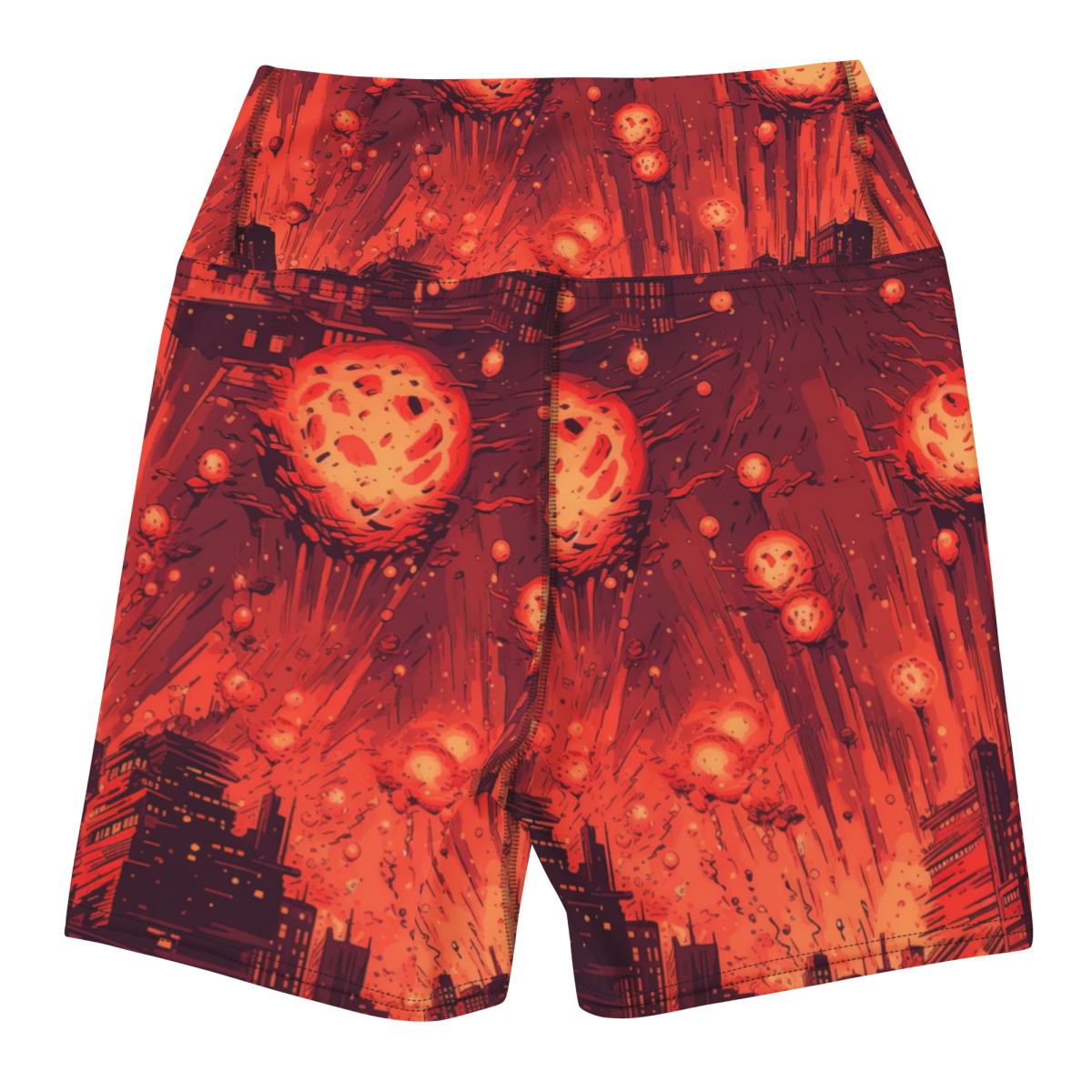 Meteor Strike - Red - Yoga Shorts - Image 16