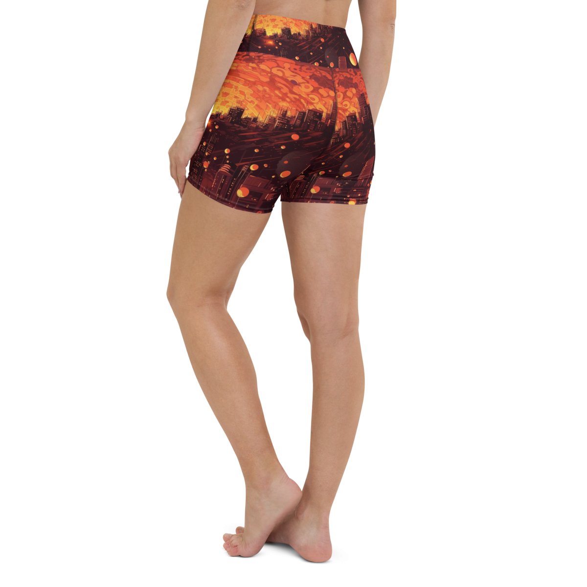 Spiral Flame - Orange / Black - Yoga Shorts - Image 13