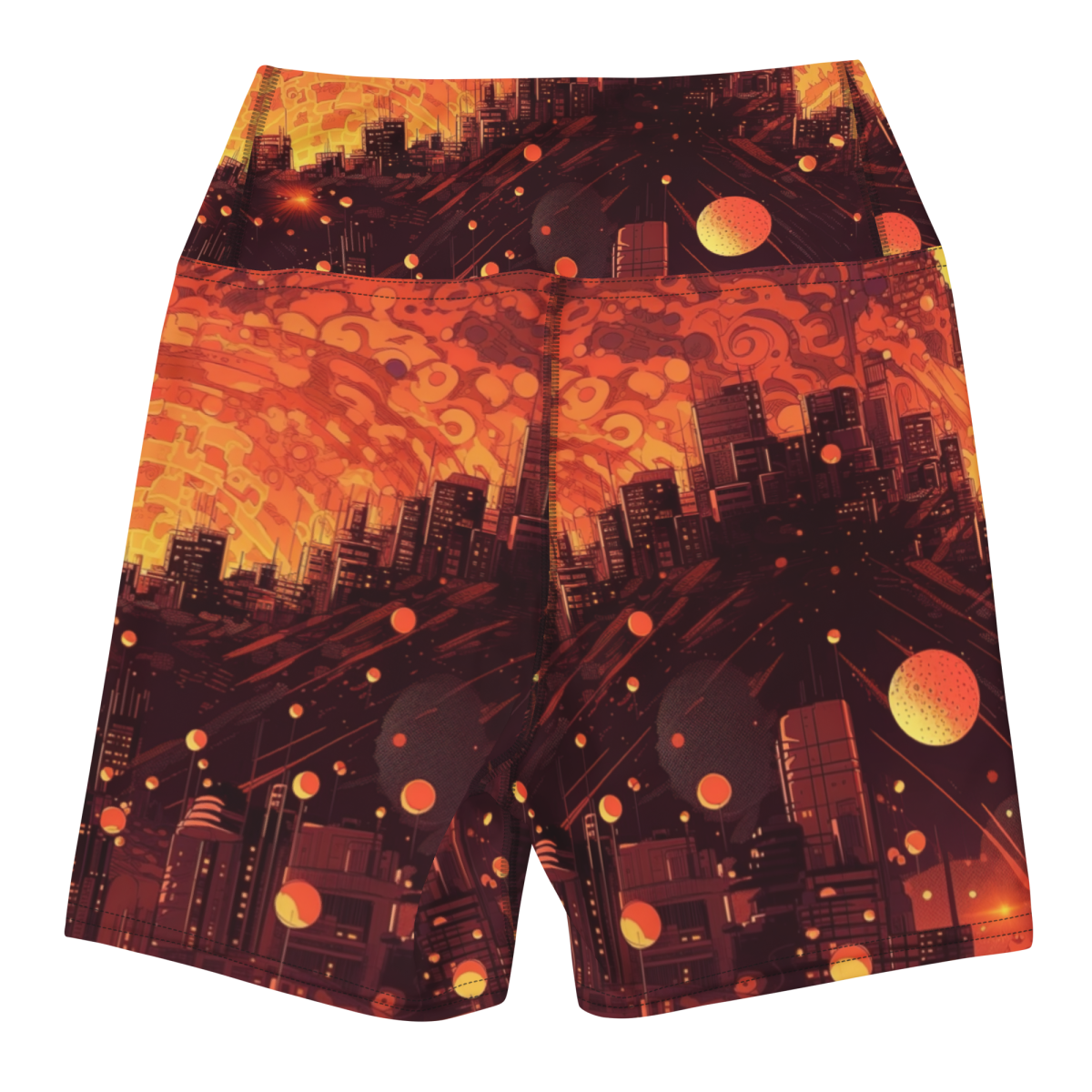 Spiral Flame - Orange / Black - Yoga Shorts - Image 16