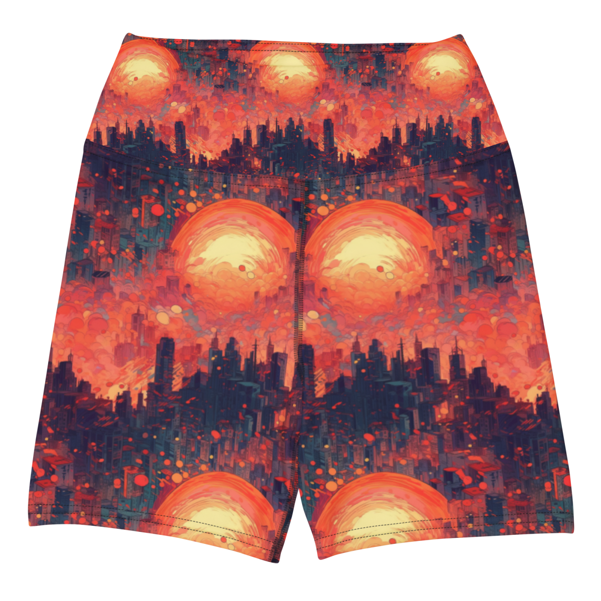 Fiery Dawn - Red/Black - Yoga Shorts