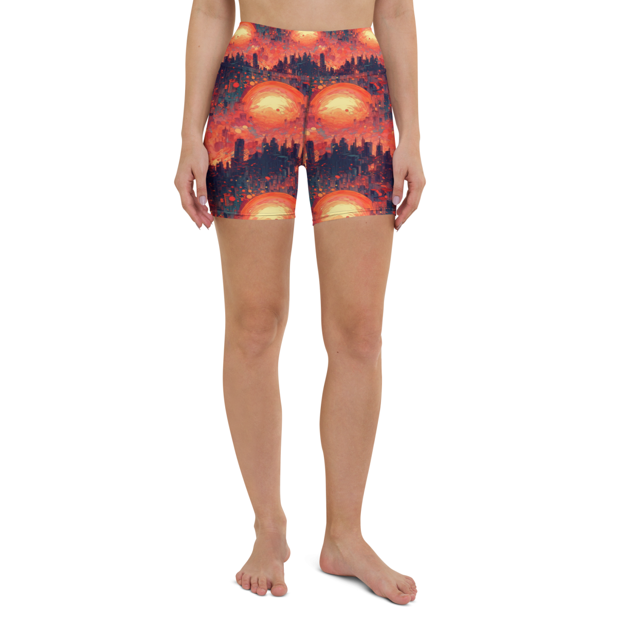Fiery Dawn - Red/Black - Yoga Shorts - Image 4