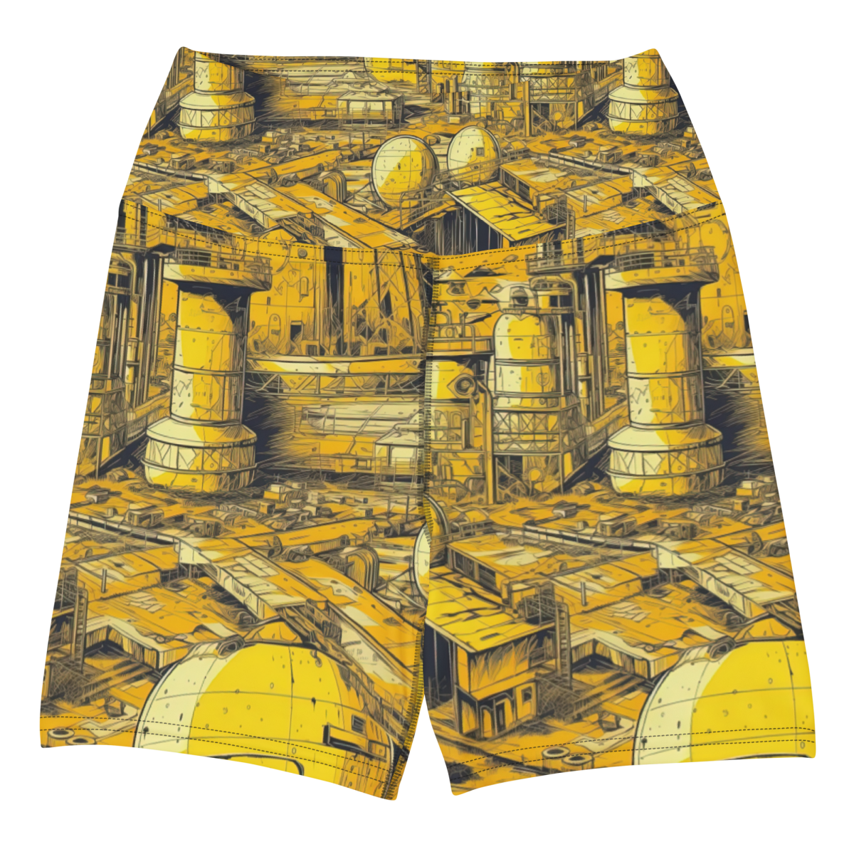 Moon Base - Yellow - Yoga Shorts