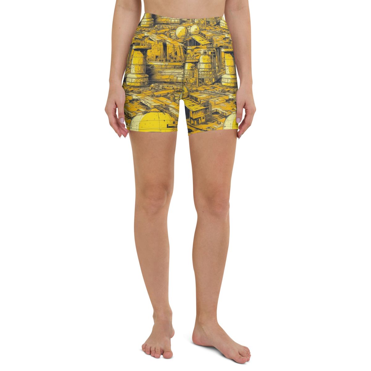 Moon Base - Yellow - Yoga Shorts - Image 4