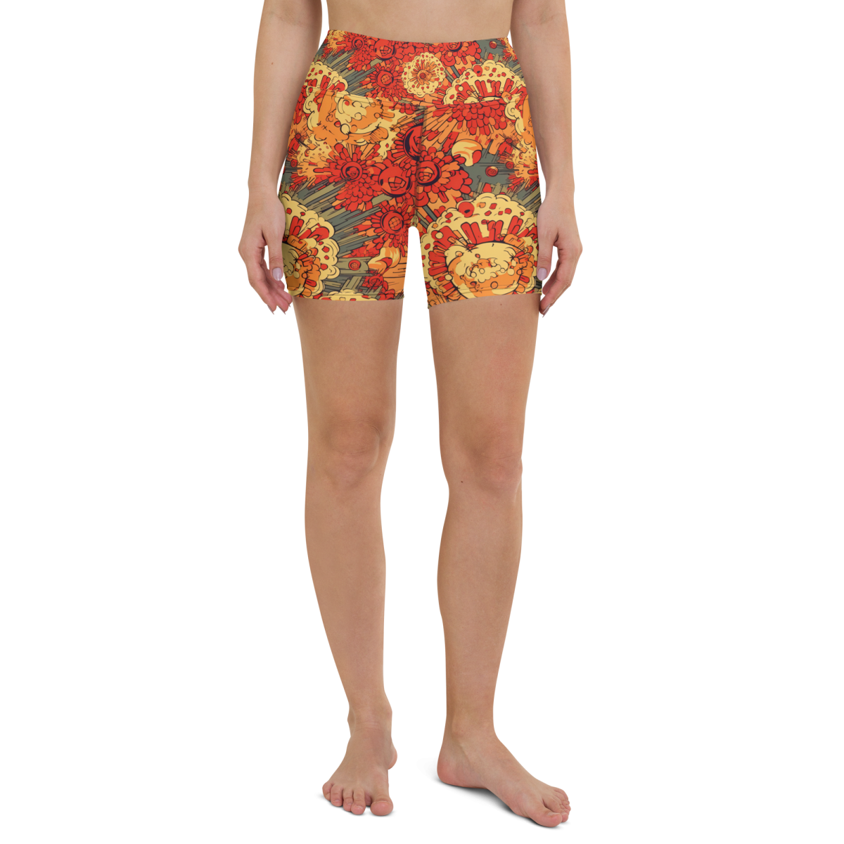 Fiery Fusion - Orange - Yoga Shorts - Image 4
