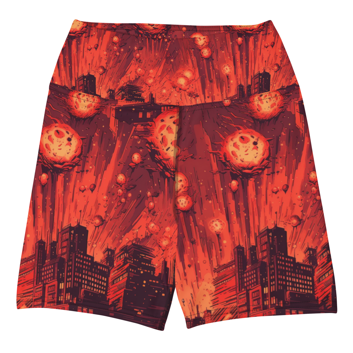 Meteor Strike - Red - Yoga Shorts