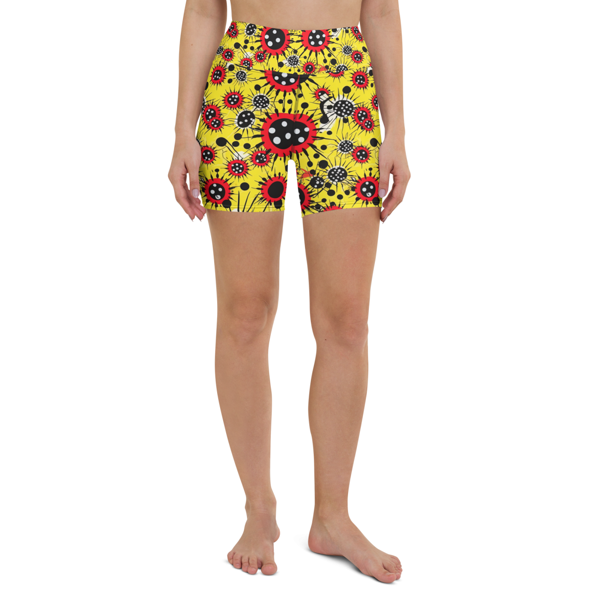 Virus Attack - Yellow/Red - Yoga Shorts - Image 4